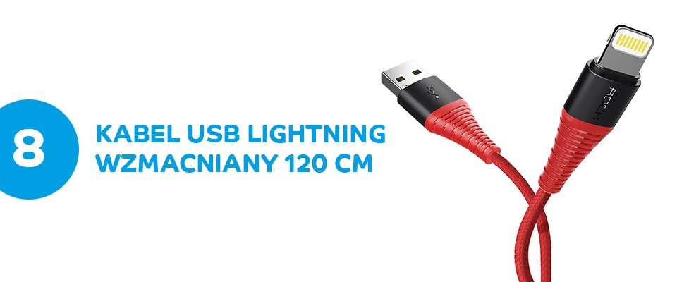 Kabel wzmacniamy lightning iPhone X ROCK 200 cm