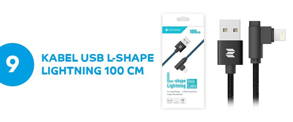 Kabel L-shape lightning ROCK iPhone X 100 cm