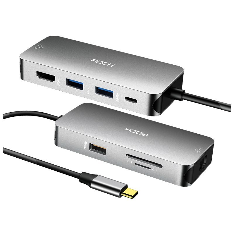 HUB Adapter ROCK USB-C HDMI 4K SD RJ45 MacBook Pro