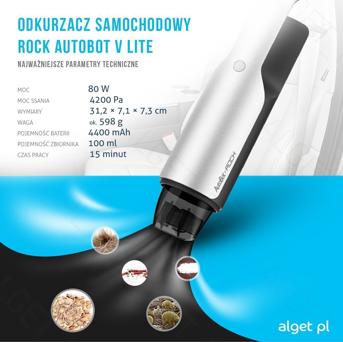 Odkurzacz samochodowy ROCK AutoBot V Lite